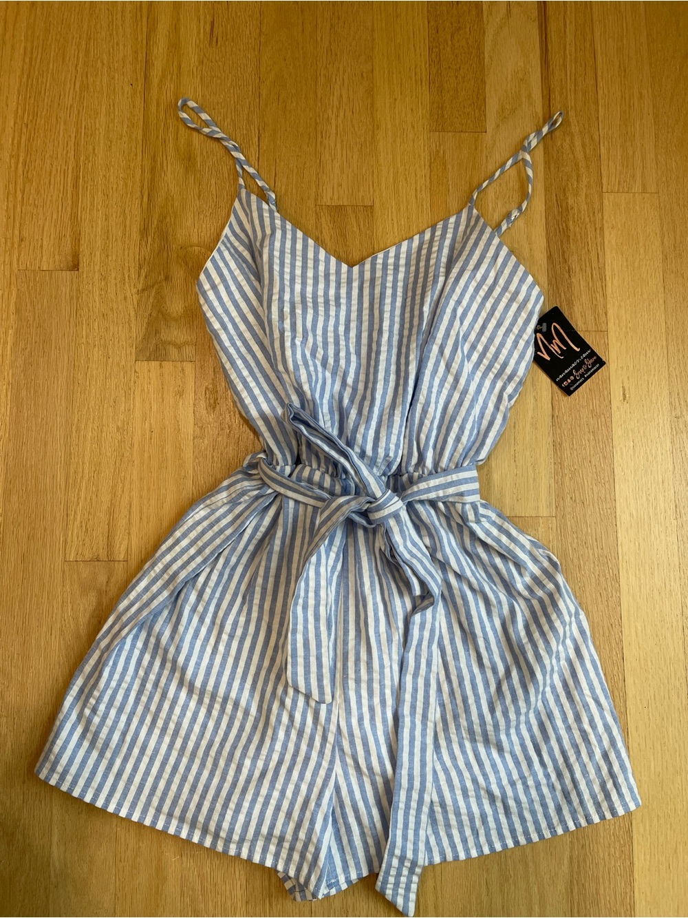 NanaMacs Blue & White Striped Tie-Waist Romper